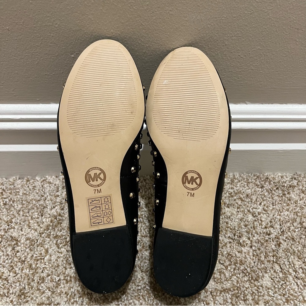 Michael Kors Ailee Black and Gold Studded Loafers/Flats Size 7 - Picture 6 of 12